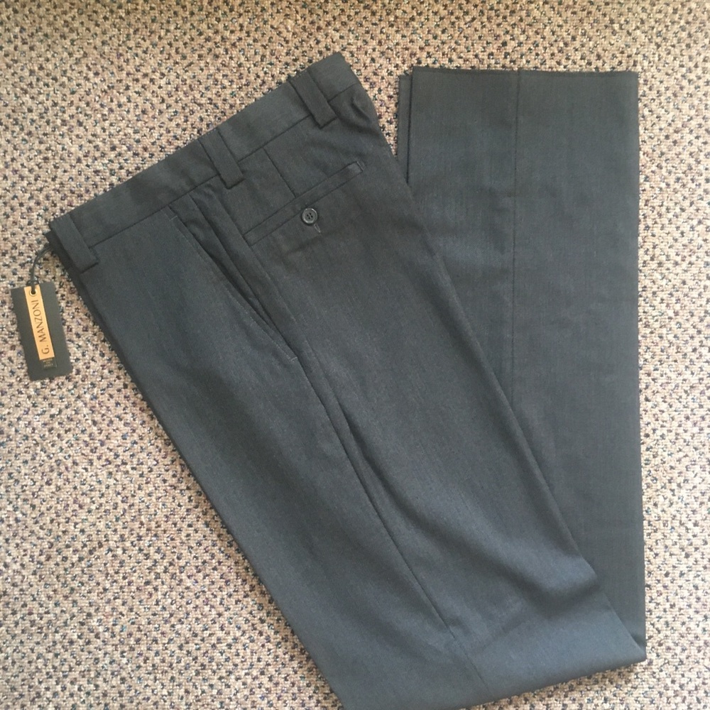 Gianni manzoni men’s dress pants charcoal gray 34w new made in Italy wool nwt 55